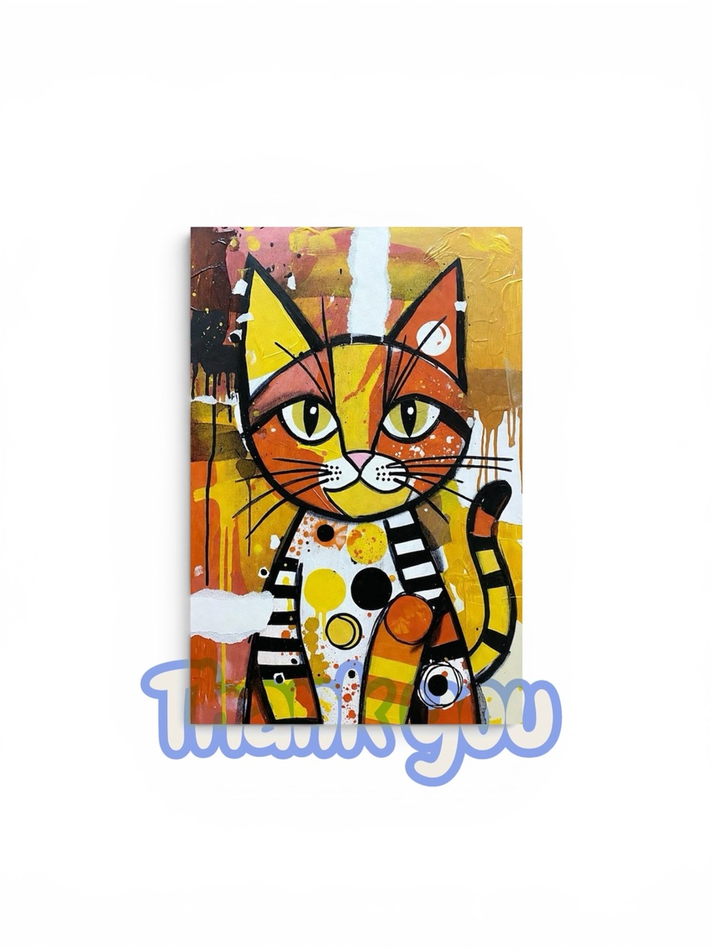 Colorful Orange Cat Canvas Art Print for Pets Cat Decor